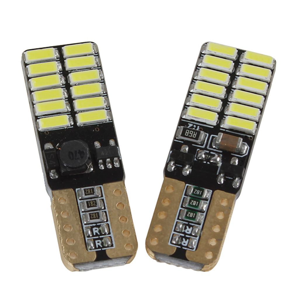 2pcs t10 4014 24 smd leds auto car reading / tail light / license plate / dme / door / side turn signal lamp bulbs