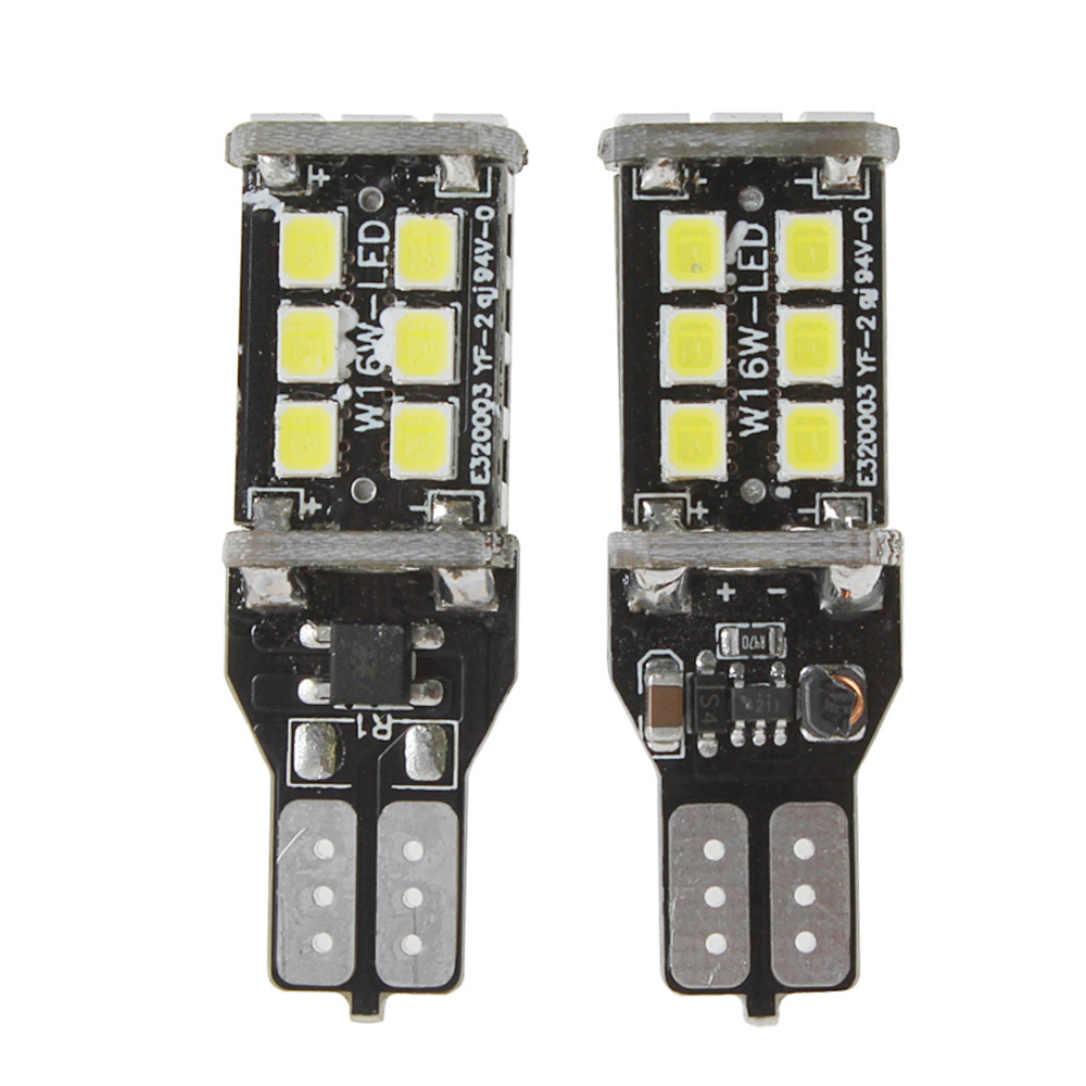 2pcs white 12v t15 2835 15 smd led auto car fog / parking brake light reverse turn signal lamp bulbs