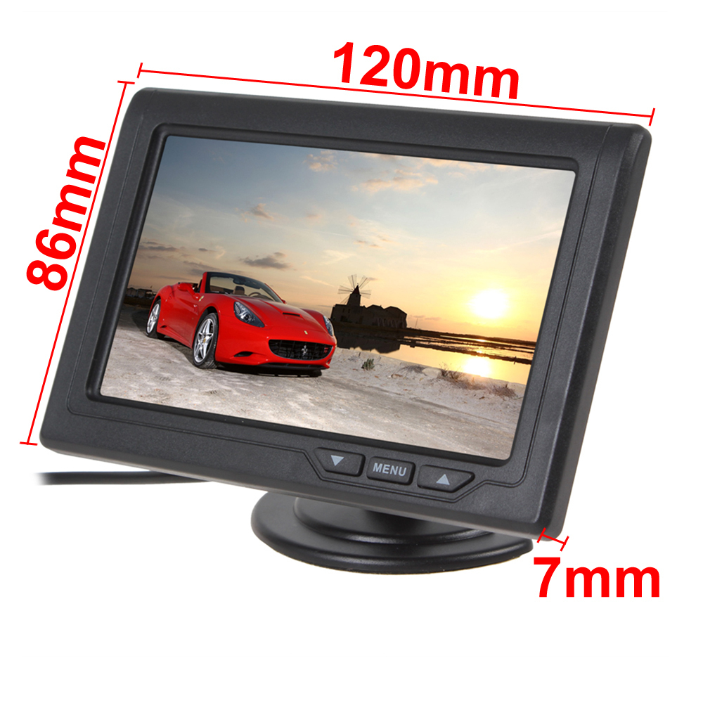 4.3 inch color tft lcd car rearview monitor 2 video input auto parking monitor + night vision car rear view reverse camera