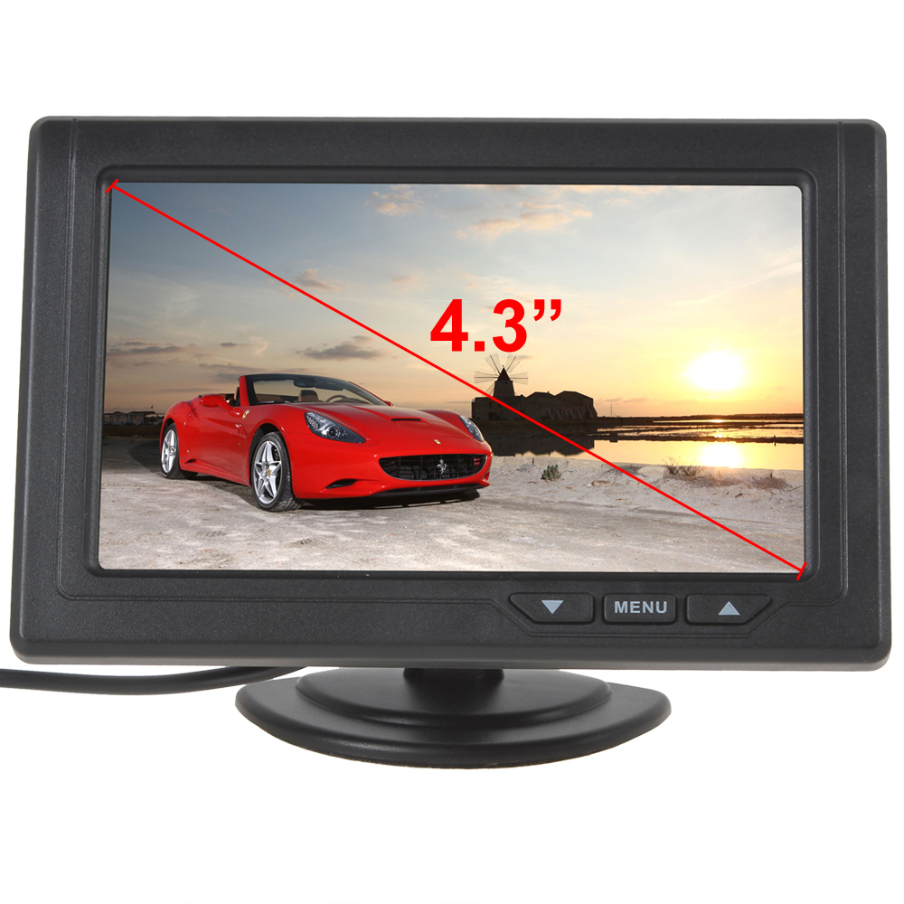 4.3 inch color tft lcd car rearview monitor 2 video input auto parking monitor + night vision car rear view reverse camera