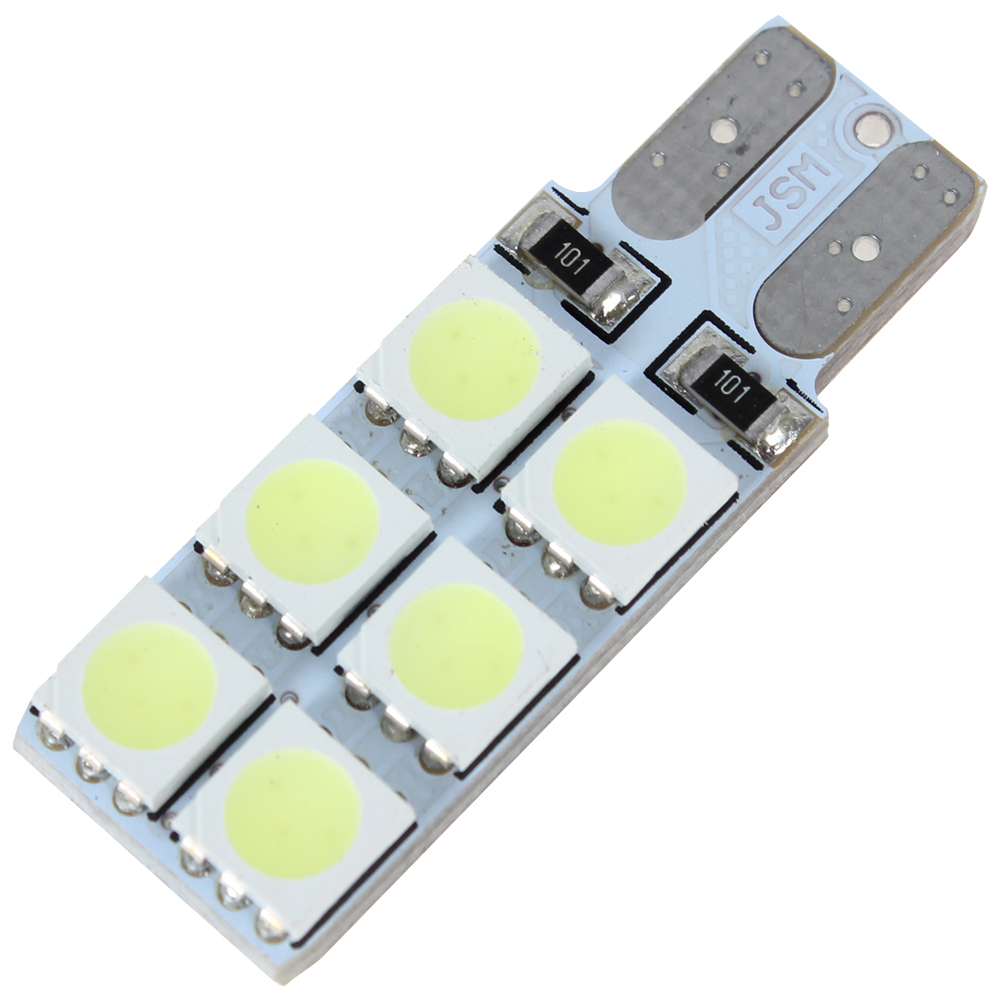 5pcs! 12v 2w t10 194 w5w 12pcs 5050 smd super white led car side wedge light bulb non polarity light lamp for safety warming