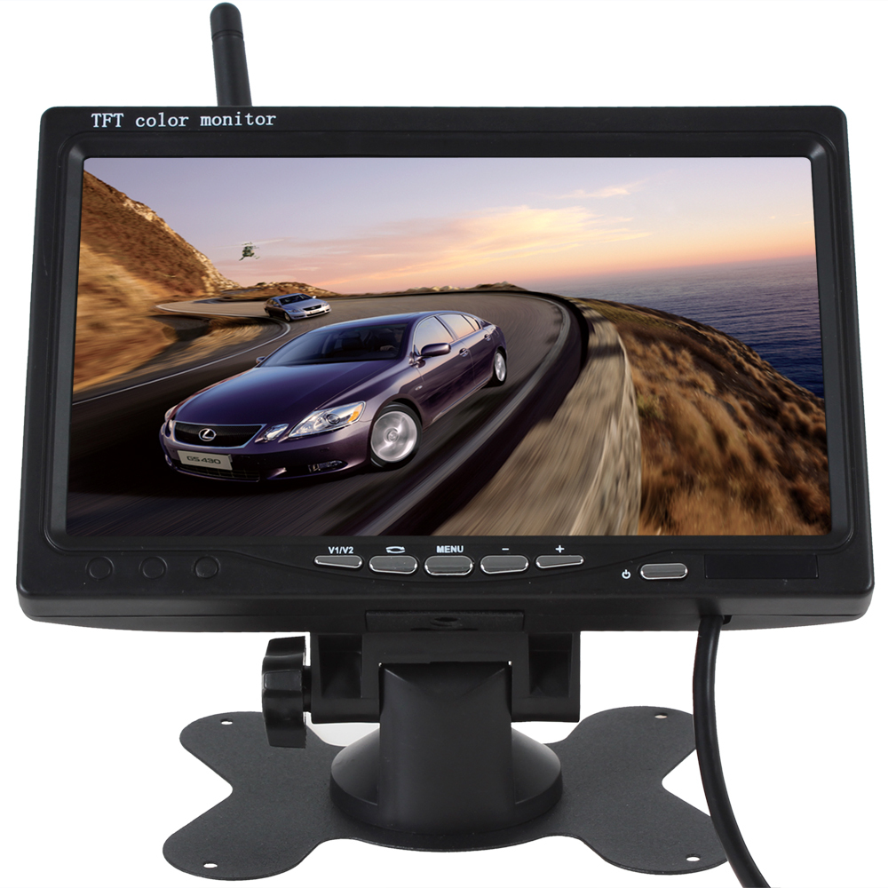 2.4ghz wireless car monitor 7 inch 800 x 480 color tft lcd car rear view rearview monitor + wireless backup reverse camera