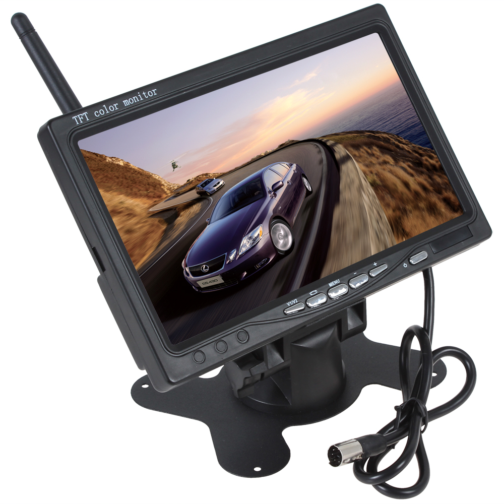 2.4ghz wireless car monitor 7 inch 800 x 480 color tft lcd car rear view rearview monitor + wireless backup reverse camera