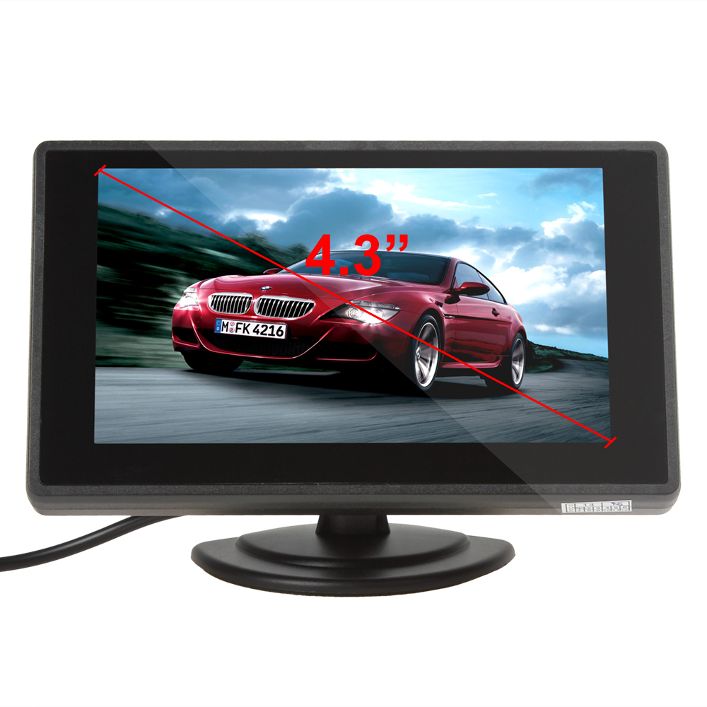 4.3 inch color tft lcd car rearview monitor auto parking monitor + 170 degree waterproof car reverse backup rear view camera