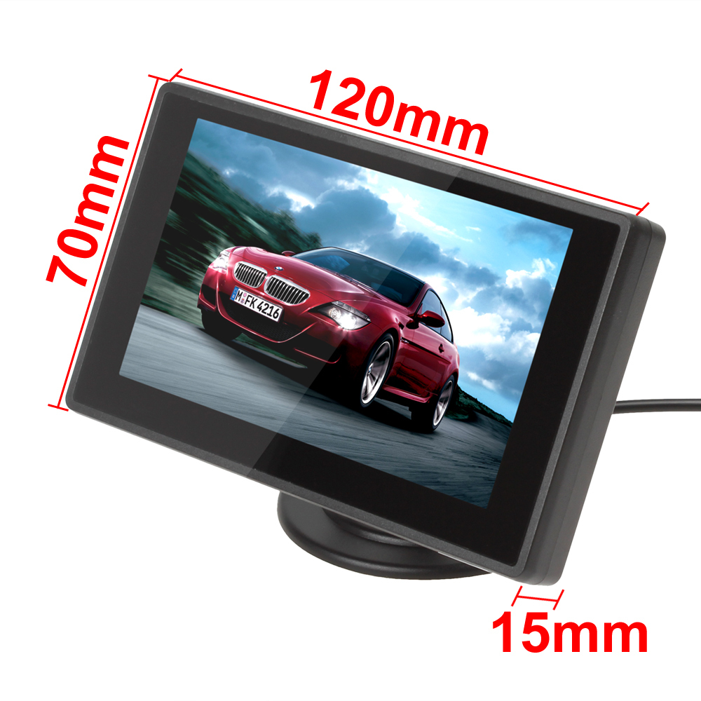 4.3 inch color tft lcd car rearview monitor auto parking monitor + 170 degree waterproof car reverse backup rear view camera