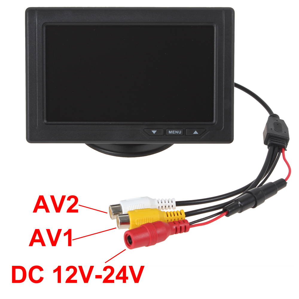 4.3 inch tft lcd auto car rearview monitor parking 2 video input + 170 degree waterproof car rear view reverse backup camera