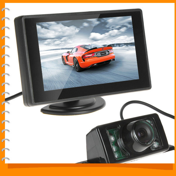 4.3 inch tft lcd car rear view monitor + night vision reverse rearview camera for backup parking 2 vdeo input 4.3 inch tft lcd car rear view monitor + night vision reverse rearview camera for backup parking 2 vdeo input