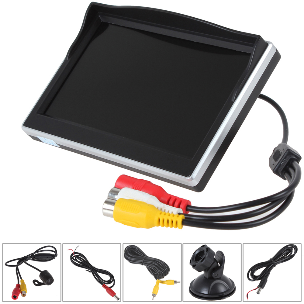 5 inch tft lcd 480 x 272 hd digital car rear view monitor parking + 18mm color waterproof car reverse rearview backup camera