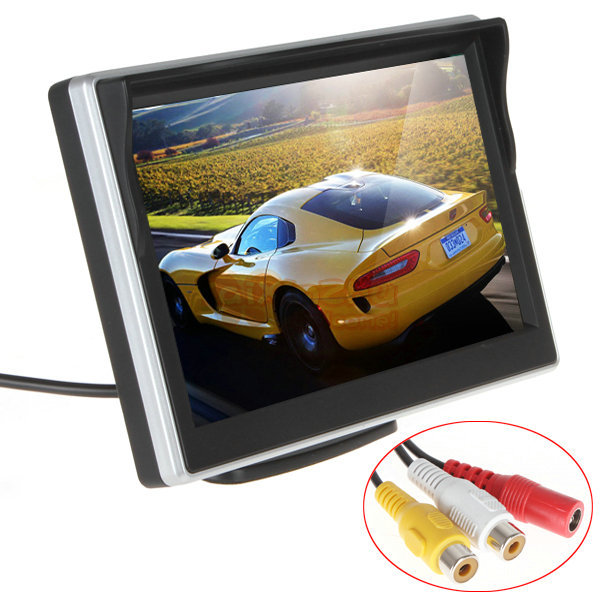 5 inch tft lcd digital color car rear view monitor parking rearview monitor 2 video input + 7 ir lights car reverse camera