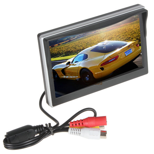 5 inch tft lcd digital color car rear view monitor parking rearview monitor 2 video input + 7 ir lights car reverse camera