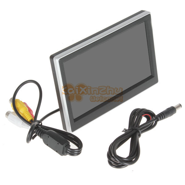 5 inch tft lcd hd color car rear view parking monitor 2 video input + 7 ir lights car rearview reverse camera for vcd dvd gps