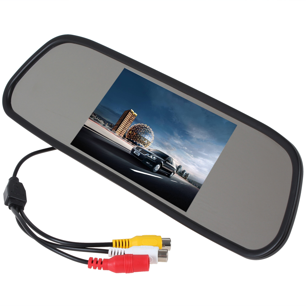 5 inch tft lcd wide view angle car rear view mirror monitor parking + 18mm color waterproof auto car rearview reverse camera