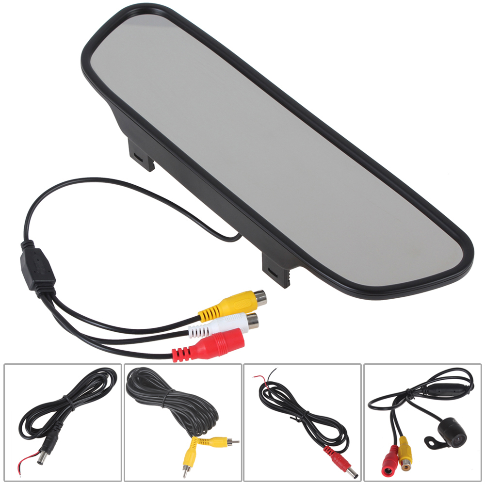 5 inch tft lcd wide view angle car rear view mirror monitor parking + 18mm color waterproof auto car rearview reverse camera