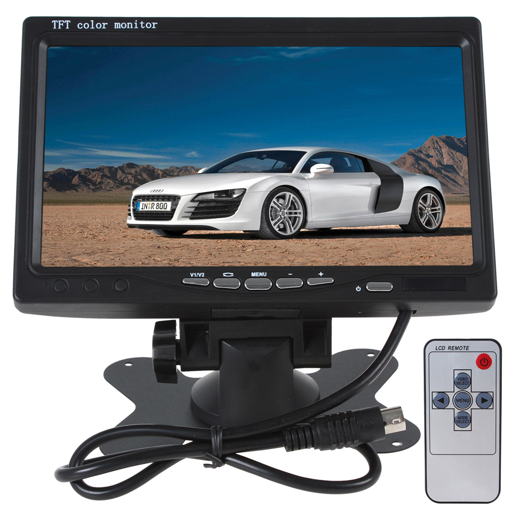 7'' color tft lcd audio output car rear view monitor 7 inch 234 x 480 car rearview reverse parking monitor 2 video input