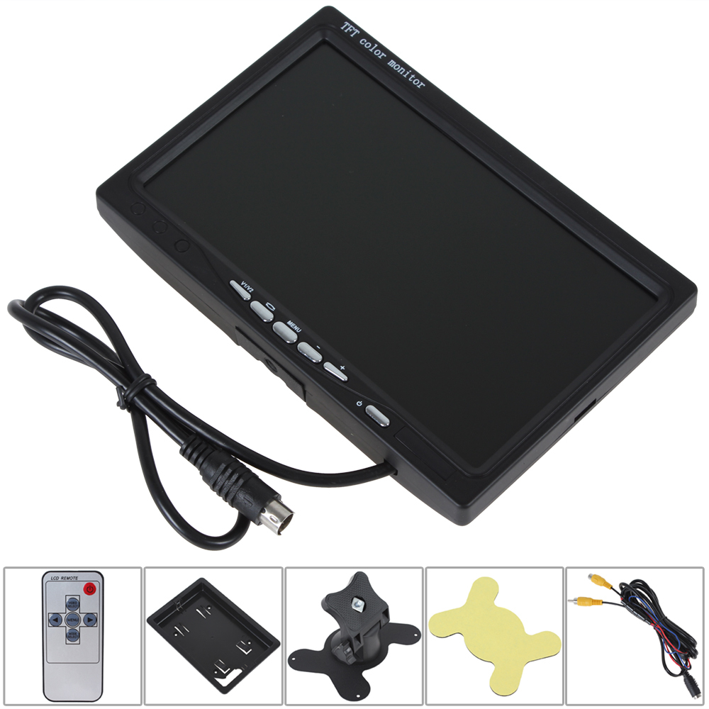 7'' color tft lcd audio output car rear view monitor 7 inch 234 x 480 car rearview reverse parking monitor 2 video input