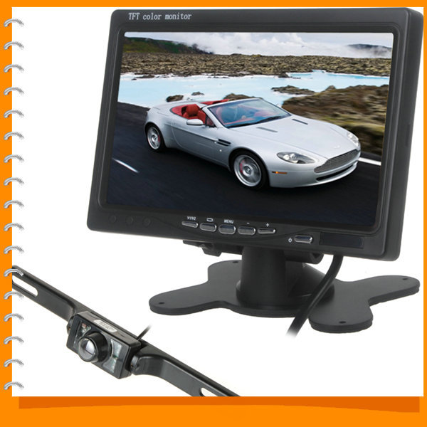 7 inch 800 x 480 rgb car rearview monitor digital display car vcr monitor + wireless car rear view reverse camera night vision