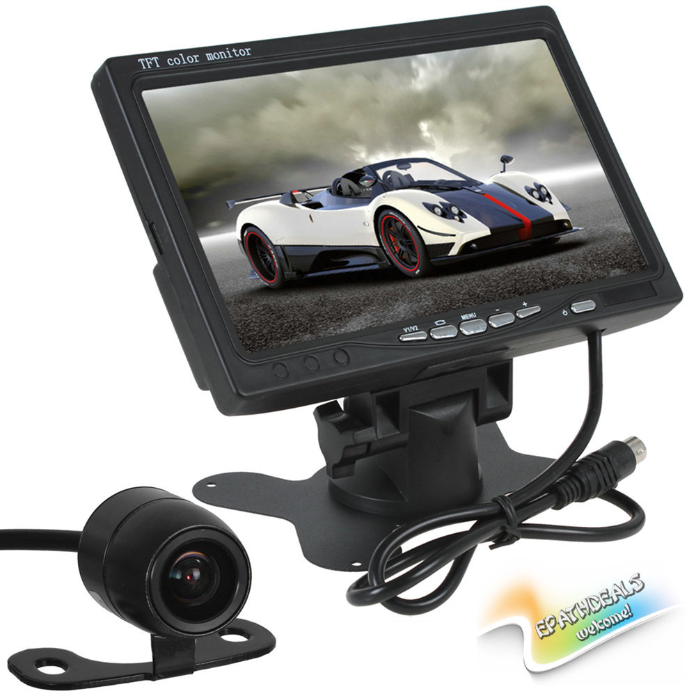 7 inch color tft lcd car rear view monitor parking with audio output + e306 18mm cmos / ccd auto car rearview reverse camera