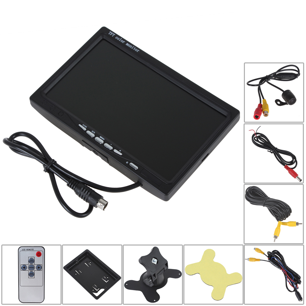 7 inch color tft lcd car rear view monitor parking with audio output + e306 18mm cmos / ccd auto car rearview reverse camera