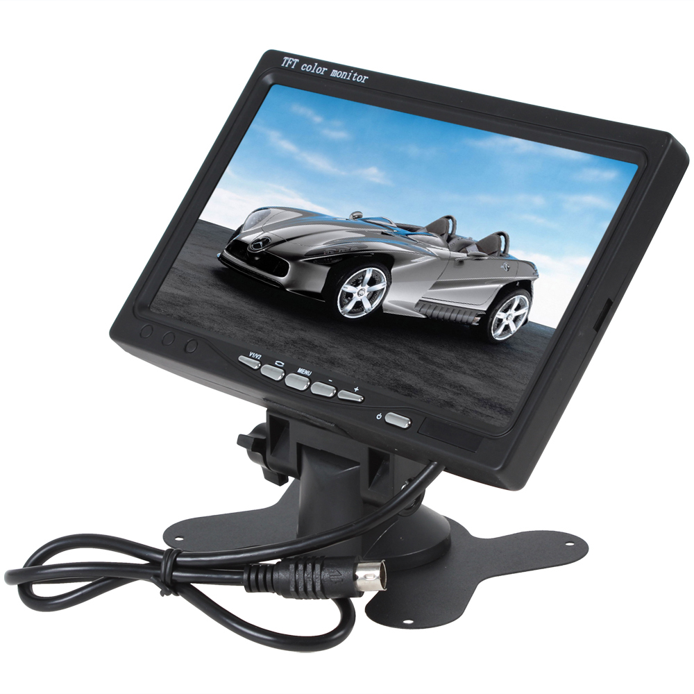 7 inch color tft lcd car rear view reverse monitor parking with audio output + 7 ir lights auto car rearview backup camera