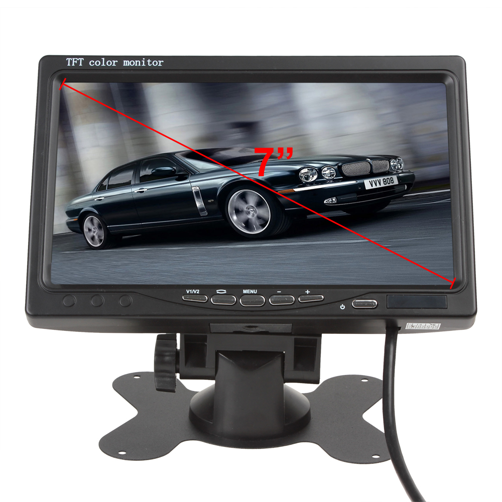 7 inch color tft lcd car rearview monitor parking dvd vcr monitor 2 video input + night vision auto car reverse rear view camera
