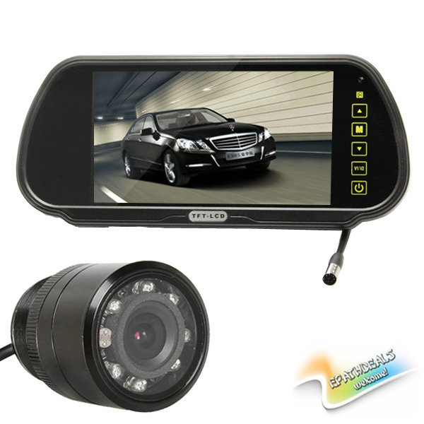 7 inch tft lcd color auto car monitor 2 video input car rear view parking monitor + wireless 10 ir car rear view reverse camera
