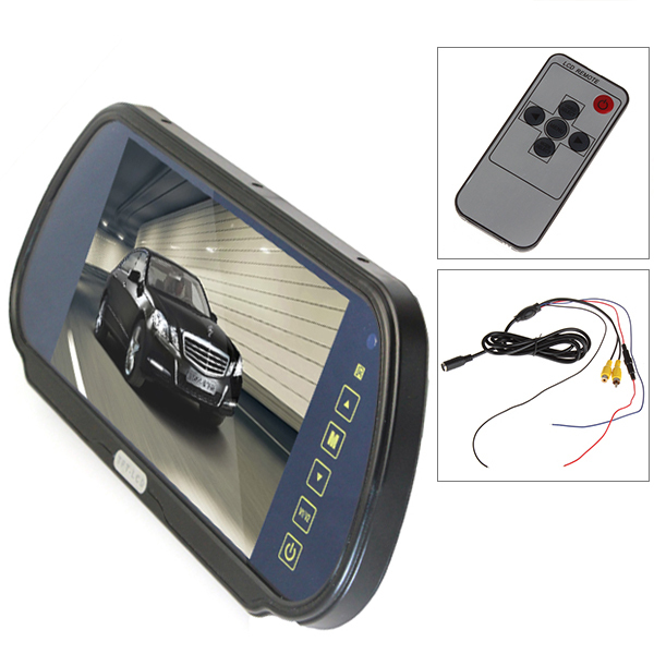 7 inch tft lcd color auto car monitor 2 video input car rear view parking monitor + wireless 10 ir car rear view reverse camera