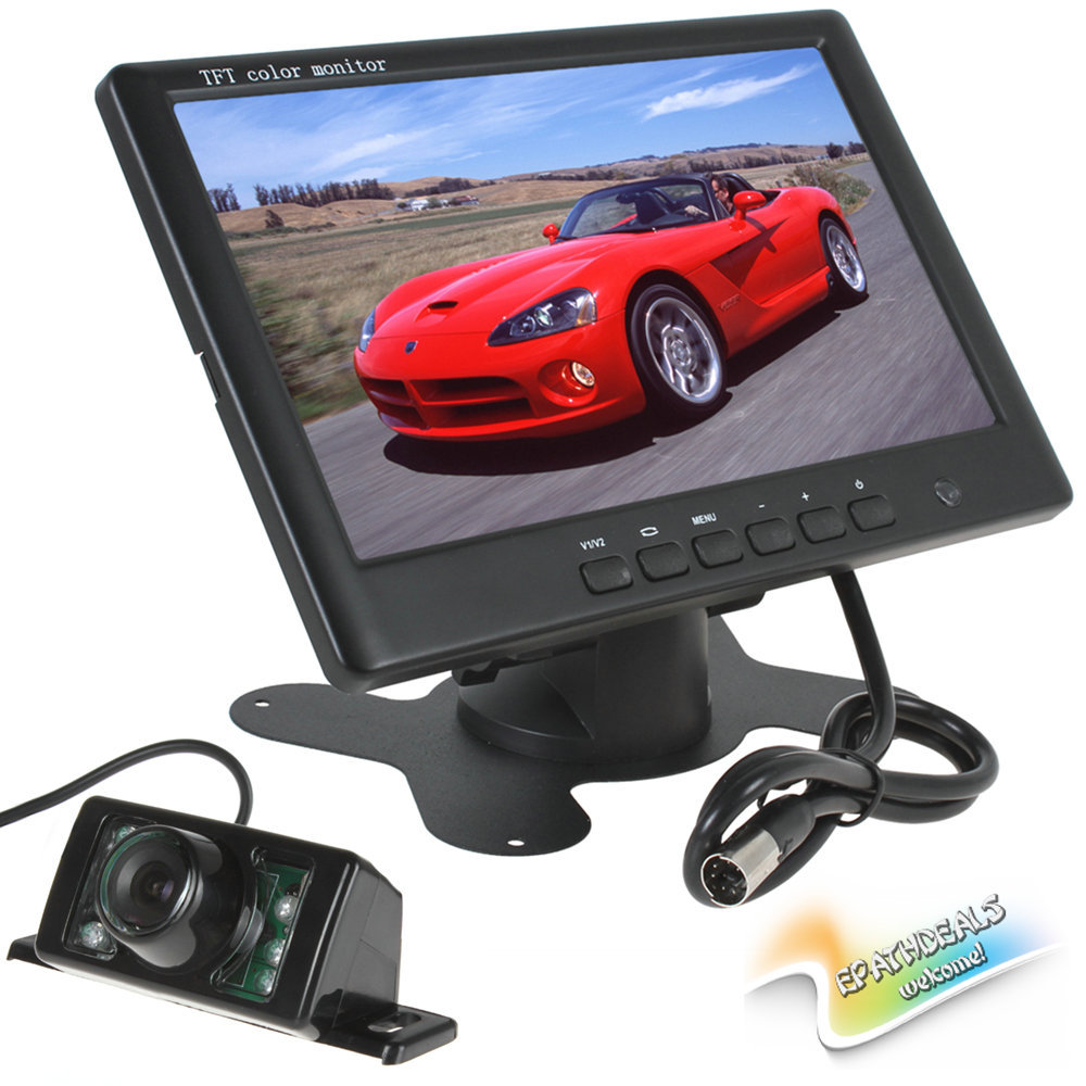 super thin 800 x 480 7 inch color tft lcd car rear view monitor parking + 7 ir lights auto car rearview reverse backup camera