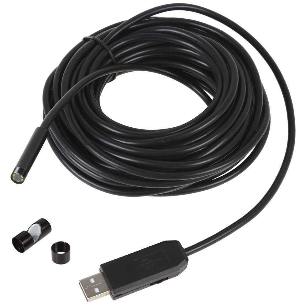 waterproof 10m mini usb endoscope inspection wire camera 7mm lens 6 white leds video snake tube camera borescope endoscope