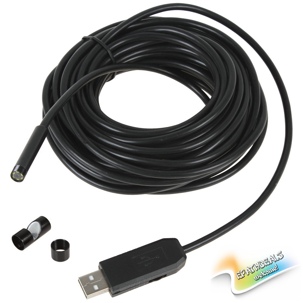 waterproof 10m mini usb endoscope inspection wire camera 7mm lens 6 white leds video snake tube camera borescope endoscope