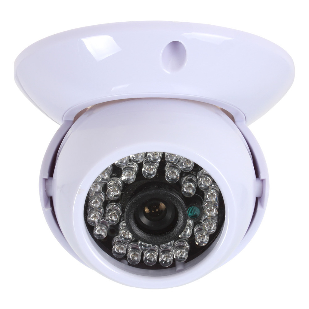 1/4" cmos 1000tvl indoor cctv camera security video surveillance camera white 3.6mm lens 30 leds ir dome camera
