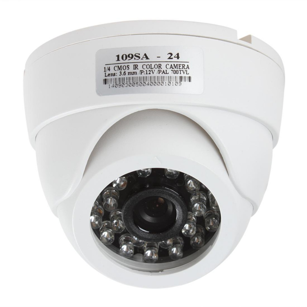 1/4" cmos 700tvl color cctv camera 3.6mm lens 24 ir leds dome camera security indoor camera video surveillance