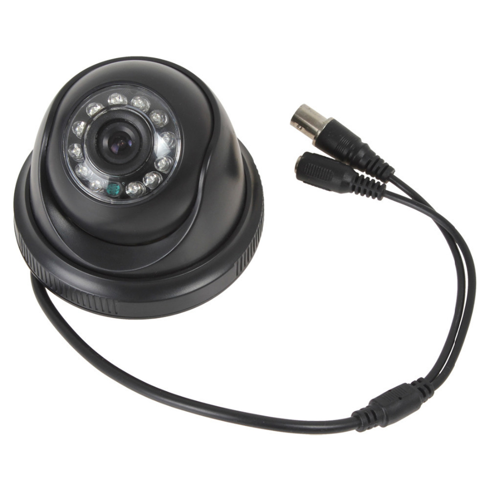 black 1/4" cmos 1000tvl cctv camera security surveillance camera 3.6mm 12-led ntsc / pal ir-cut waterproof dome camera