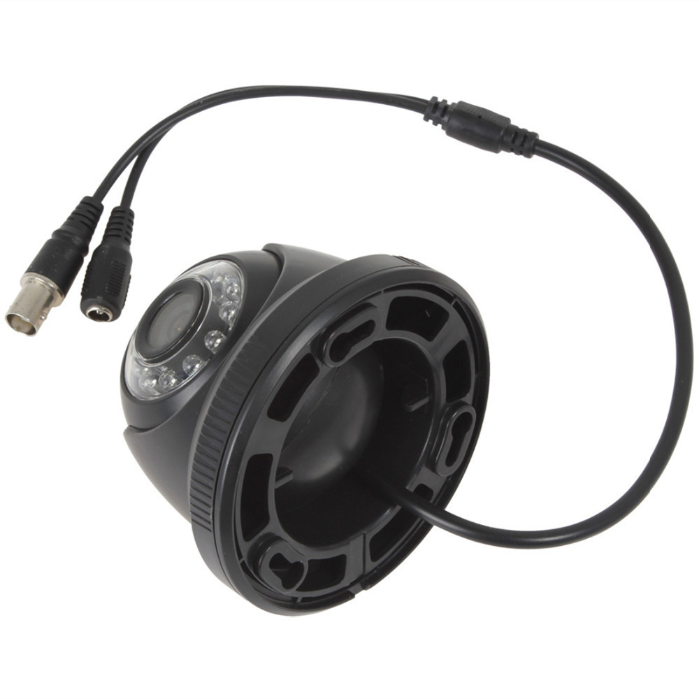 black 1/4" cmos 1000tvl cctv camera security surveillance camera 3.6mm 12-led ntsc / pal ir-cut waterproof dome camera