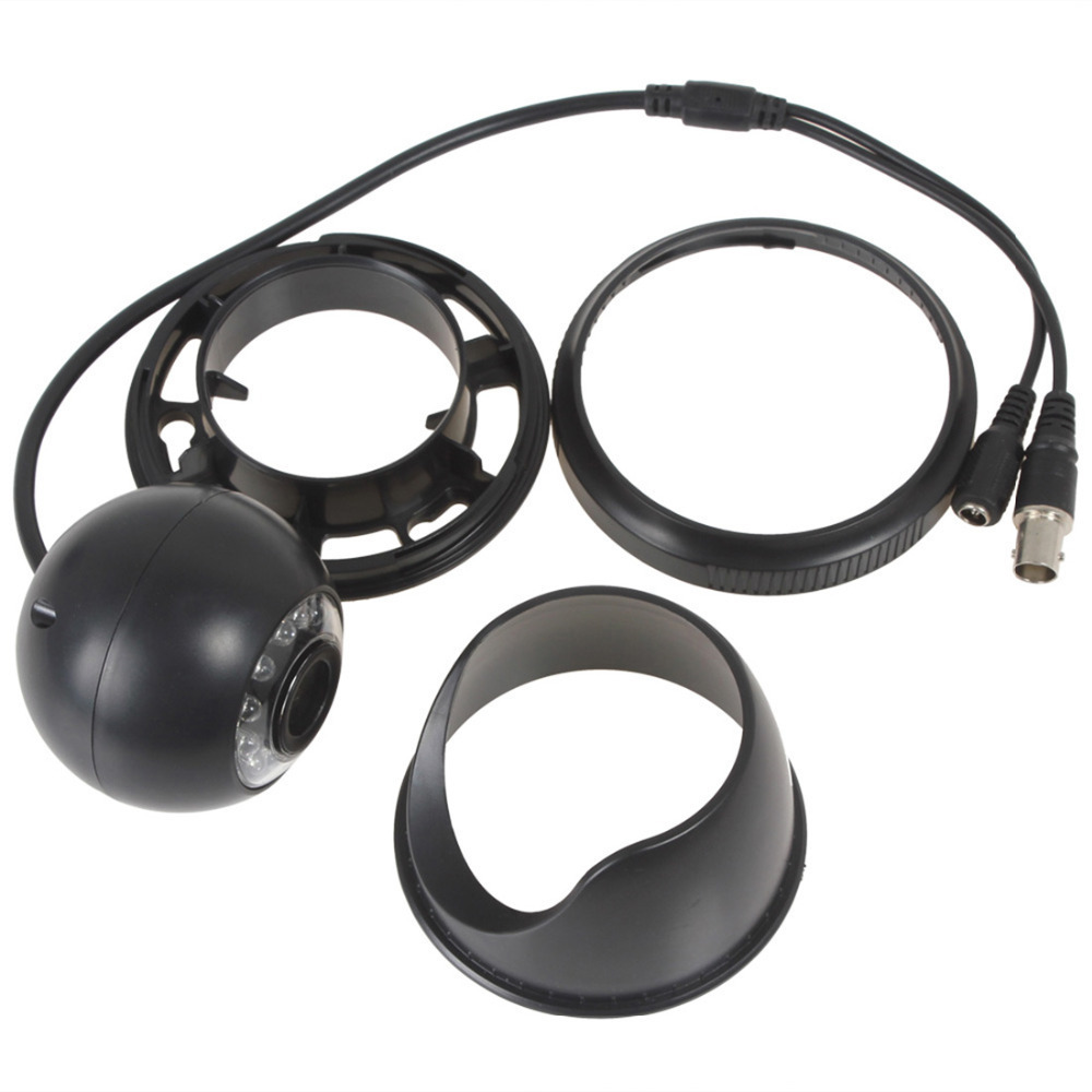 black 1/4" cmos 1000tvl cctv camera security surveillance camera 3.6mm 12-led ntsc / pal ir-cut waterproof dome camera