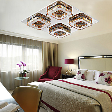 ceiling lights led crystal flush mount, 4 light, modern amber electroplating stainless steel
