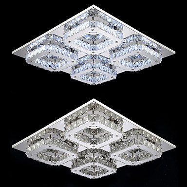 ceiling lights led crystal flush mount, 4 light, modern transparent electroplating stainless steel