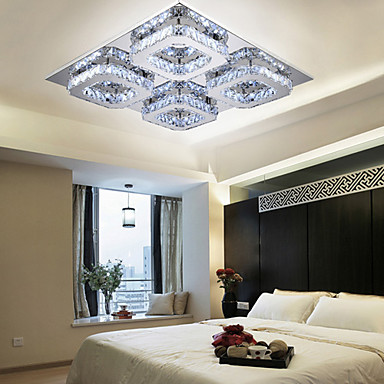 ceiling lights led crystal flush mount, 4 light, modern transparent electroplating stainless steel