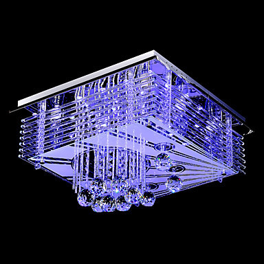 ceiling lights stainless steel square 9-light flunsh mount geometry featured with crystal drops