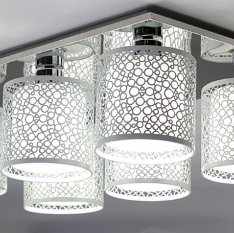 flush mount with 6 light, modern hollow metal glass painting