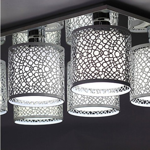 flush mount with 6 light, modern hollow metal glass painting