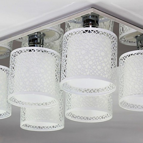 flush mount with 6 light, modern hollow metal glass painting