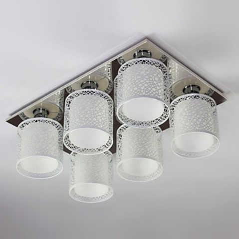 flush mount with 6 light, modern hollow metal glass painting