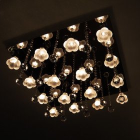 new 320w crystal flush mount with 16 lights in floral frosted glass(g4 bulb base)
