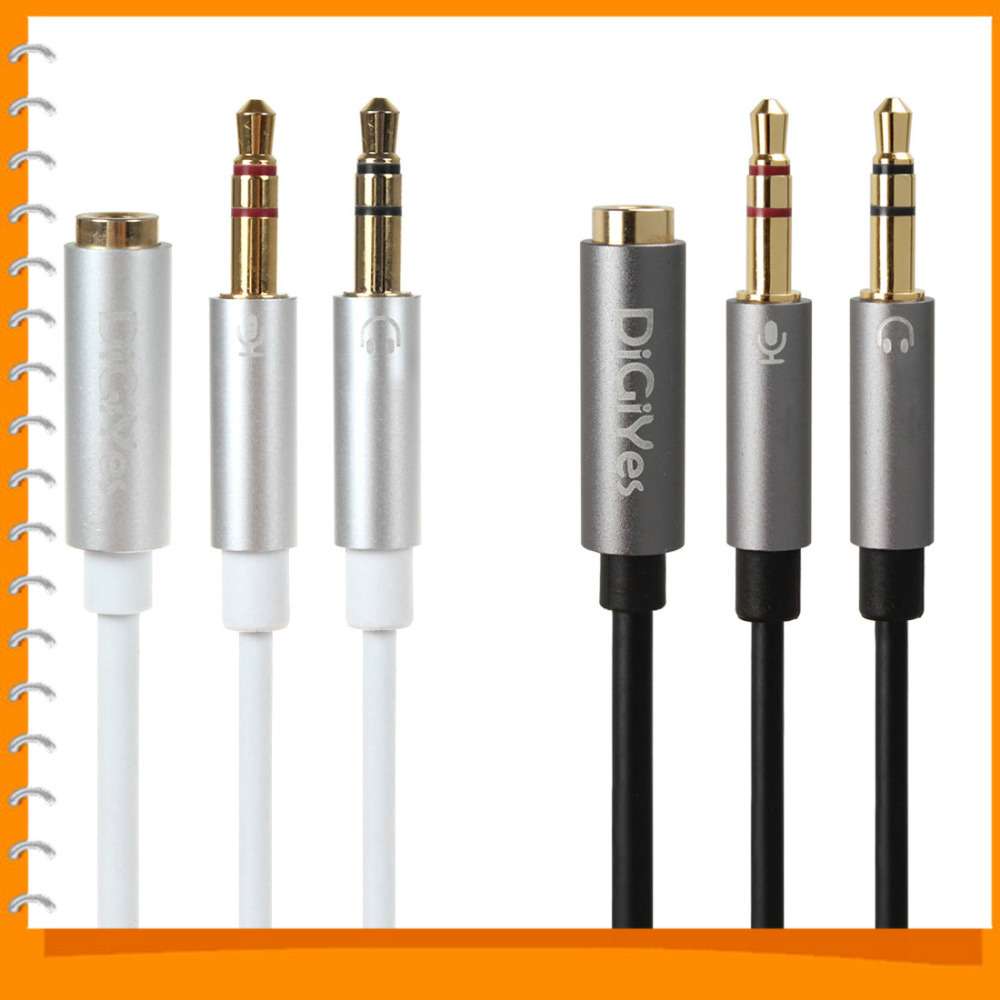 digiyes 3.5mm female to dual 3.5 male headset mic & stereo audio y splitter adapter cable