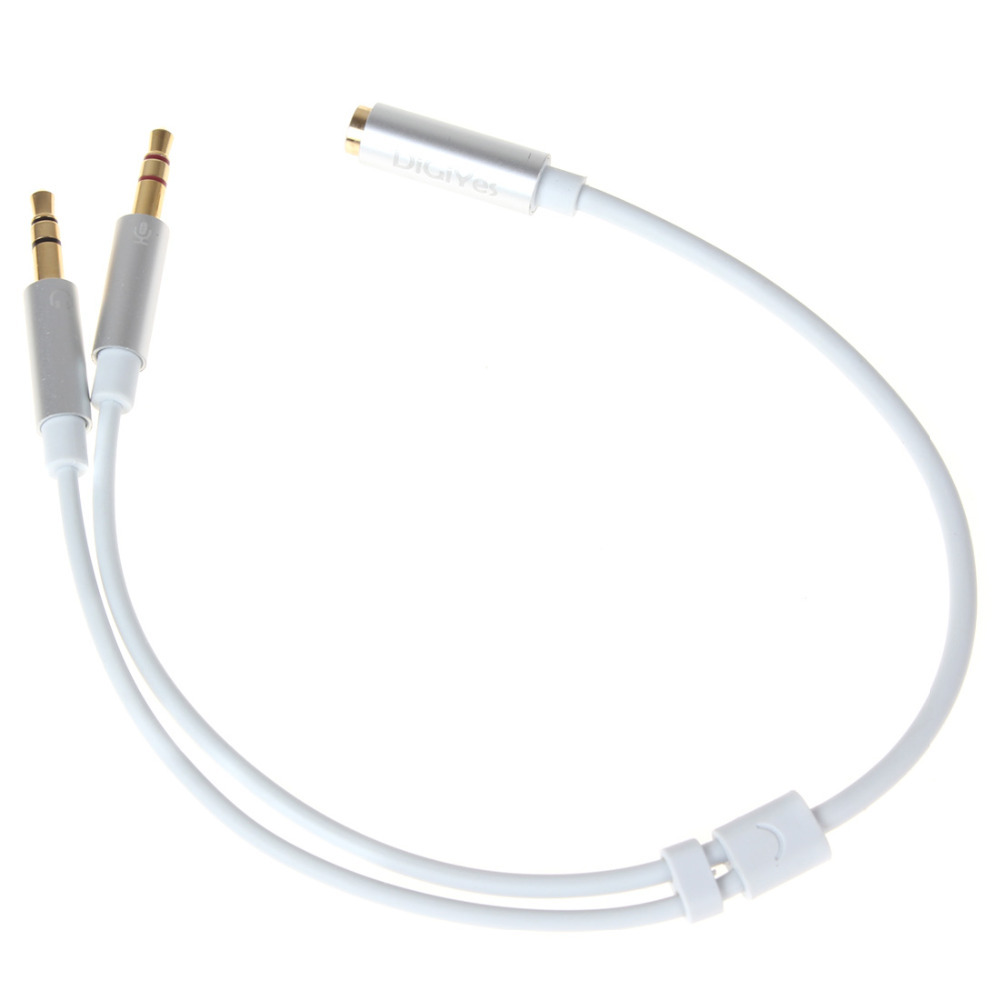 digiyes 3.5mm female to dual 3.5 male headset mic & stereo audio y splitter adapter cable