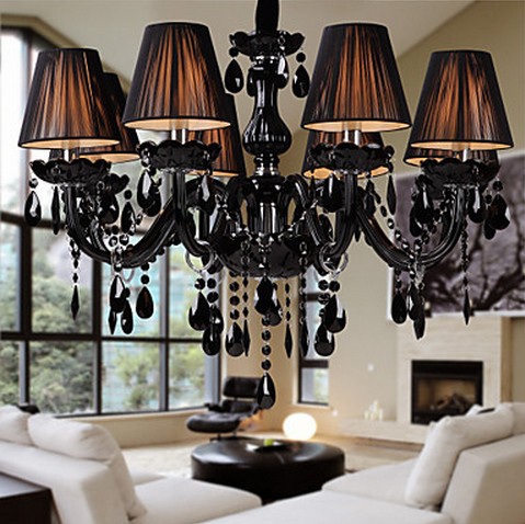 2015 black crystal chandelier with 8 lights