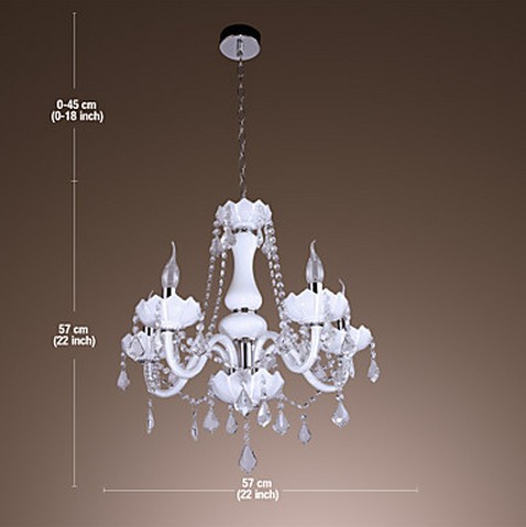 elegant crystal chandelier with 5 lights in white