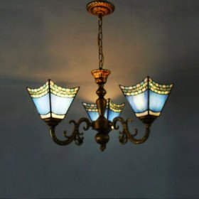 new selling 40w antique inspired chandelier with 3 lights - blue lampshade new selling 40w antique inspired chandelier with 3 lights - blue lampshade