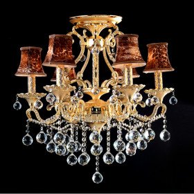 swag crystal chandelier + 6 lights - antique design with electrophoretic gold finish swag crystal chandelier + 6 lights - antique design with electrophoretic gold finish