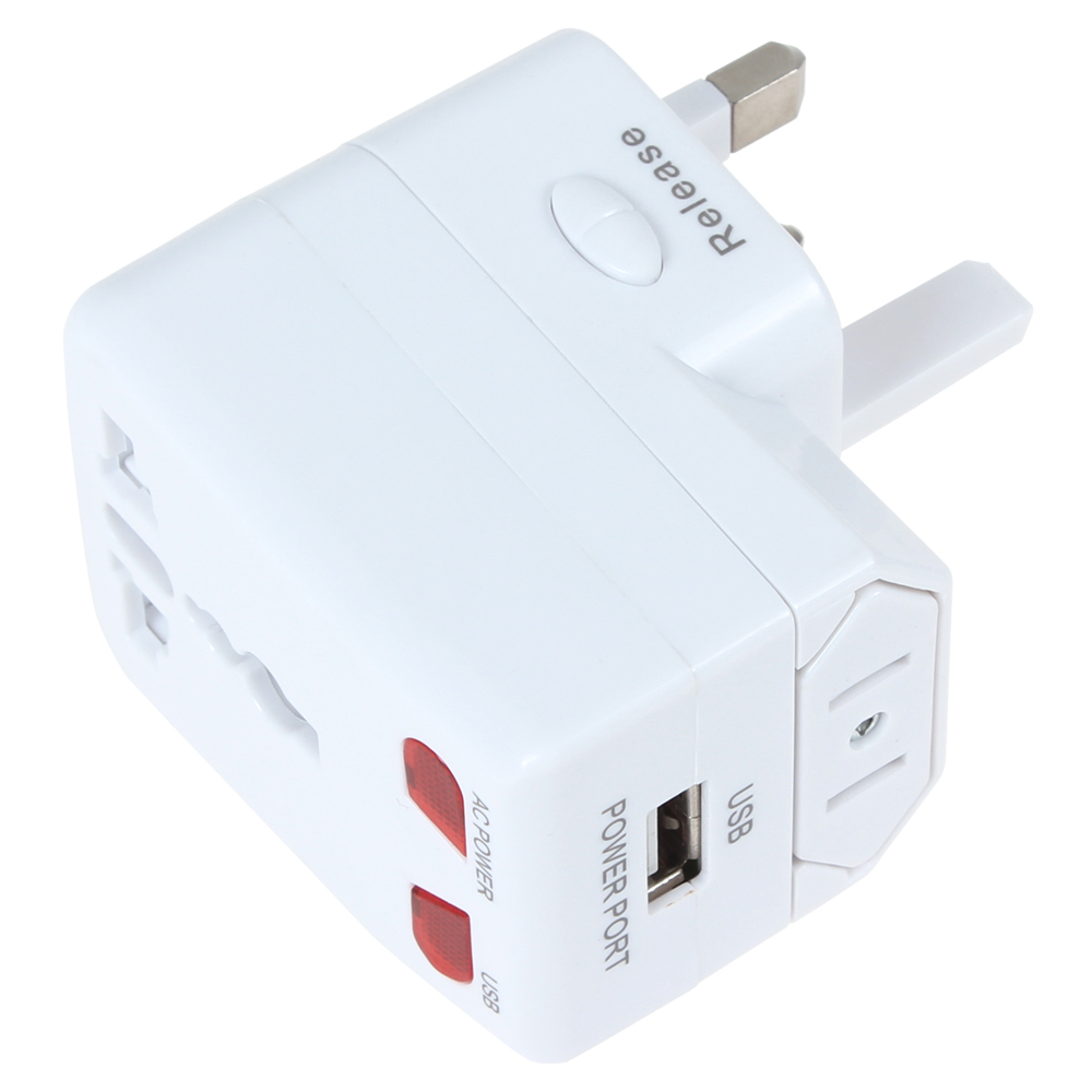all in one us / uk / eu power plug world travel universal international plug adapter converter ac power charger with usb socket